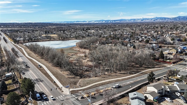 aerial view with a residential view and a mountain view