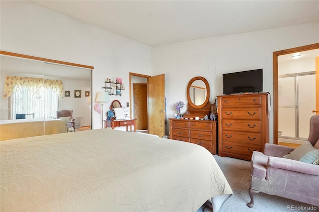 bedroom featuring carpet floors and a closet