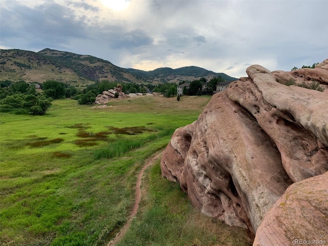 mountain view with a rural view