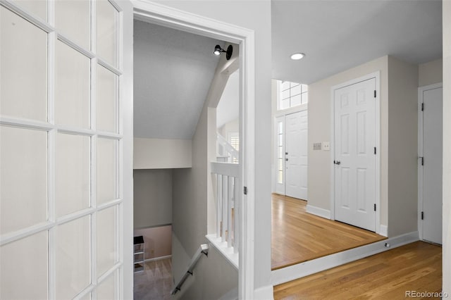 interior space with hardwood / wood-style floors