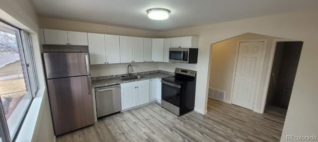 8001 Lowell Blvd, Westminster, CO 80031 - kitchen with a sink, white cabinetry, and stainless steel appliances