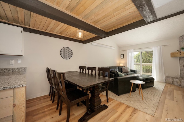 62 County Road 838 Unit 21-4, Fraser, CO 80442 - dining area featuring light wood-type flooring and wood ceiling