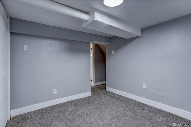 basement featuring carpet