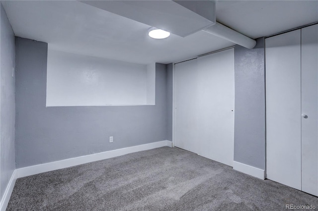 basement featuring carpet