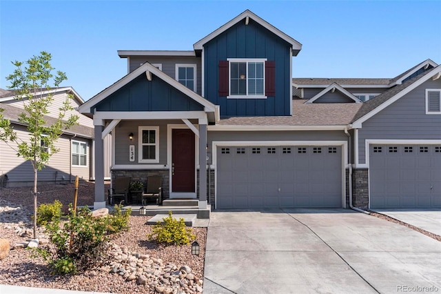 craftsman-style house with a garage