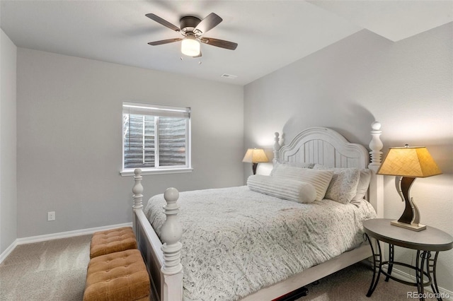 bedroom featuring carpet flooring and ceiling fan