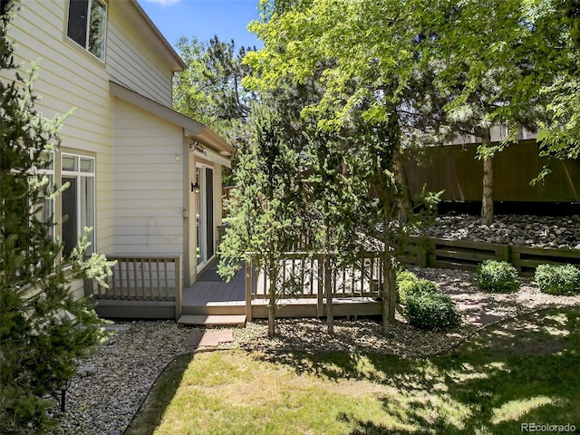 4501 Whitehall Ln, Highlands Ranch, CO 80126 - view of yard featuring a wooden deck