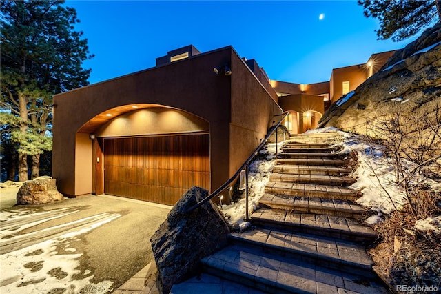 exterior space featuring a garage