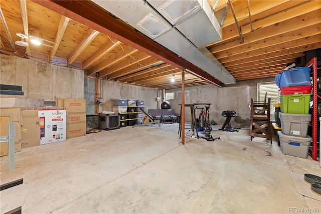 view of unfinished basement