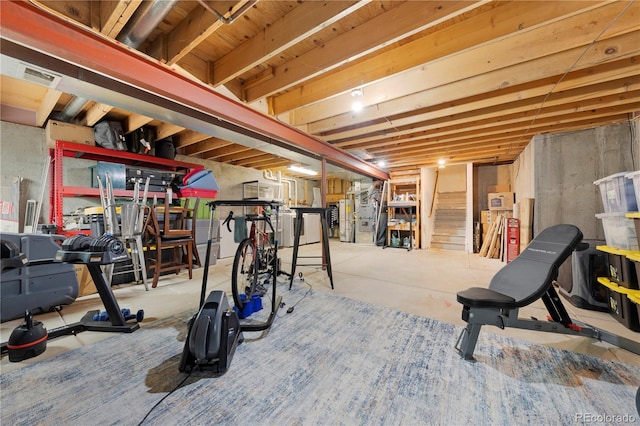 exercise room featuring visible vents