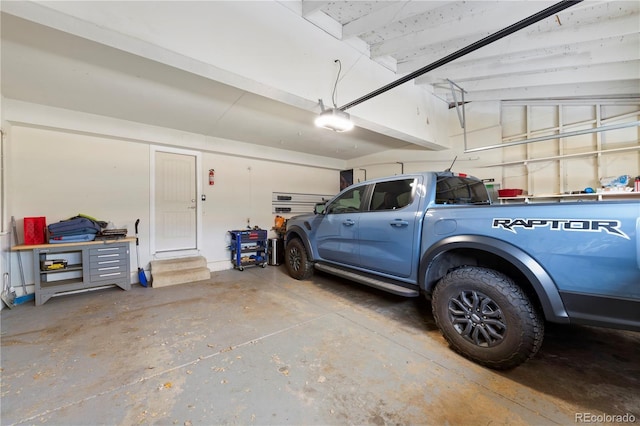 garage with a garage door opener