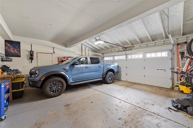 garage with a garage door opener