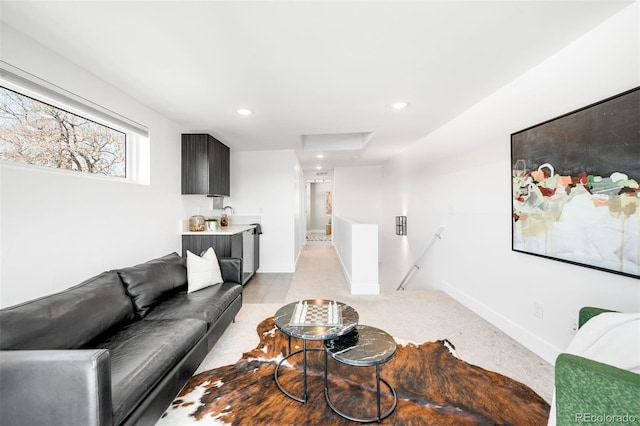 3658 Quivas St, Denver, CO 80211 - living area featuring recessed lighting, baseboards, and light tile patterned floors