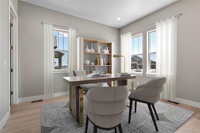 office featuring light hardwood / wood-style flooring