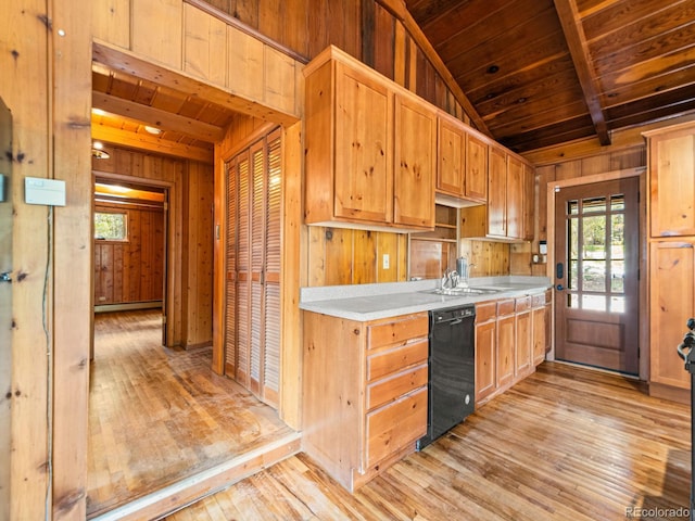 48 Warren Rd, Black Hawk, CO 80422 - kitchen with wooden walls, wood ceiling, a healthy amount of sunlight, and dishwasher