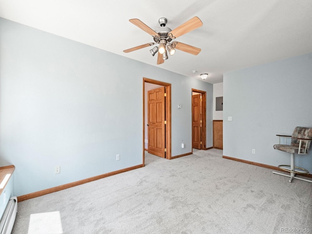 48 Warren Rd, Black Hawk, CO 80422 - interior space featuring light carpet, baseboards, a ceiling fan, and baseboard heating