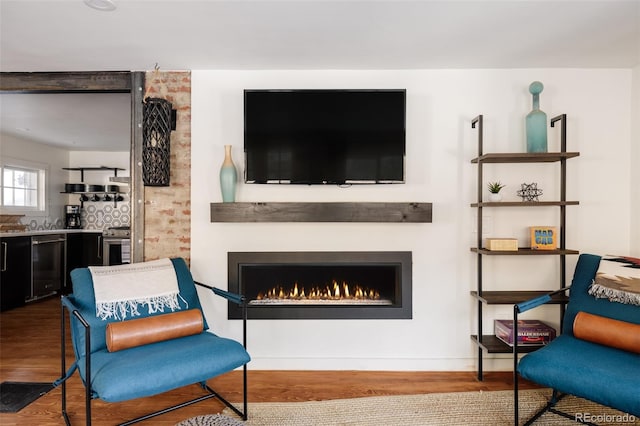 living room with hardwood / wood-style floors