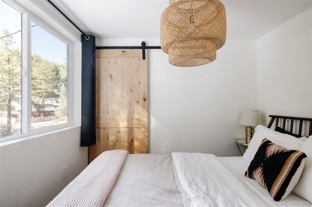 bedroom with a barn door