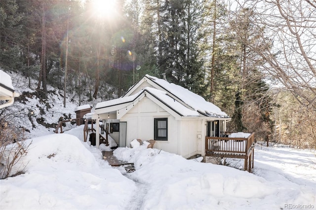 view of snow covered exterior