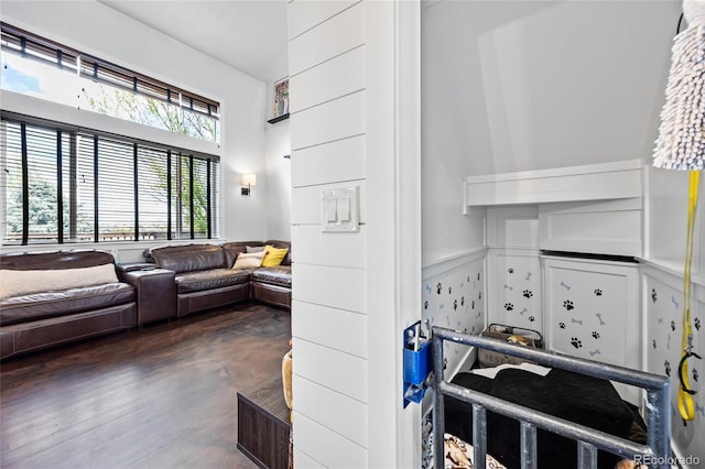 living area featuring dark wood finished floors
