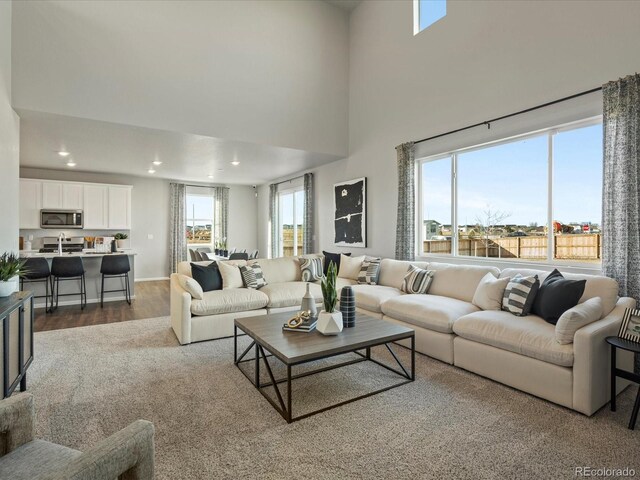 living room with hardwood / wood-style floors