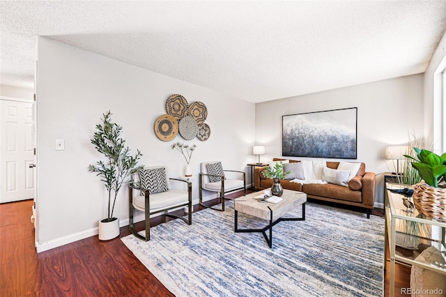 5202 Dillon St, Denver, CO 80239 - living room with a textured ceiling, wood finished floors, and baseboards
