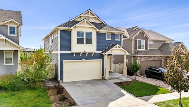 craftsman inspired home featuring a garage