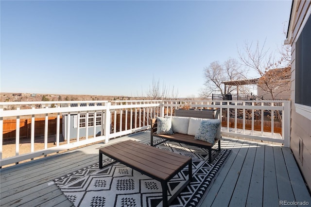 wooden terrace featuring a pergola