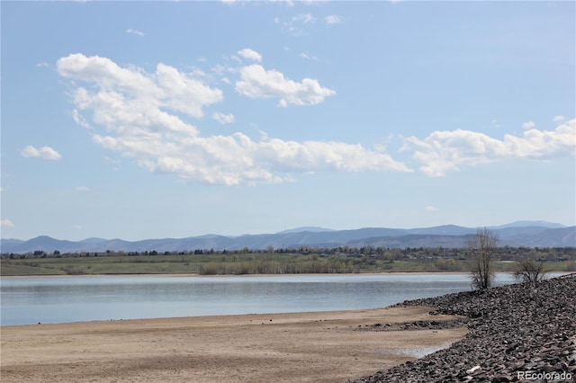 view of water feature with a mountain view