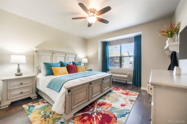 3326 Daydreamer Dr, Colorado Springs, CO 80908 - bedroom with dark wood-type flooring and a ceiling fan