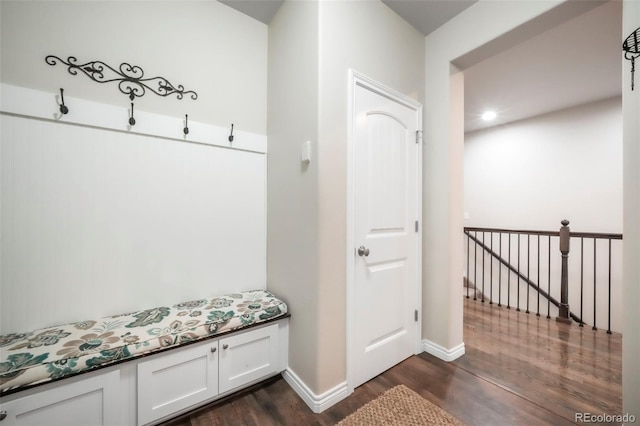 3326 Daydreamer Dr, Colorado Springs, CO 80908 - mudroom with dark wood-style floors and baseboards