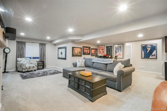 3326 Daydreamer Dr, Colorado Springs, CO 80908 - living area featuring light colored carpet and recessed lighting
