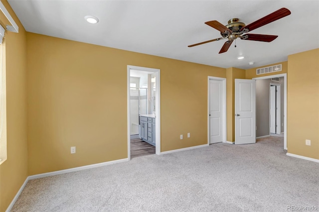 3429 Hardin St, Castle Rock, CO 80109 - unfurnished bedroom featuring carpet floors, baseboards, connected bathroom, recessed lighting, and a ceiling fan
