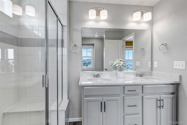 3429 Hardin St, Castle Rock, CO 80109 - bathroom with a stall shower and double vanity