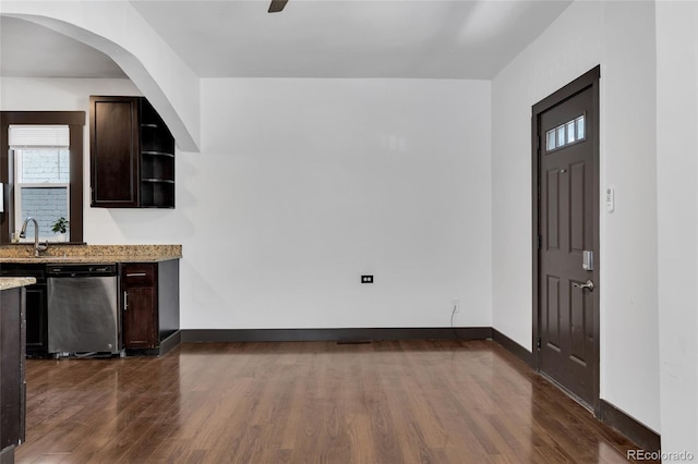 4432 Columbine St, Denver, CO 80216 - entrance foyer with dark wood finished floors and arched walkways