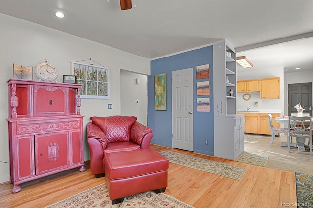 living area featuring light wood-type flooring