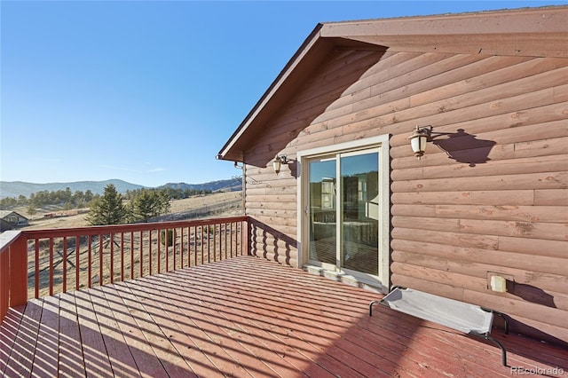 deck with a mountain view