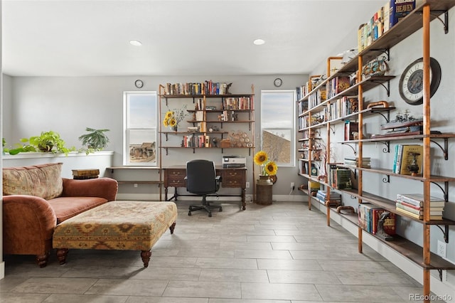 office featuring recessed lighting