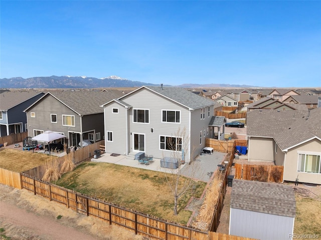 aerial view with a residential view and a mountain view
