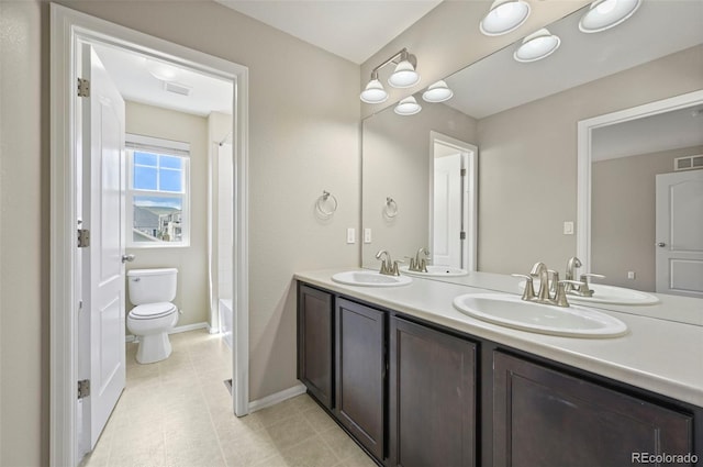 19659 W 59th Dr, Golden, CO 80403 - bathroom featuring double vanity, tile patterned flooring, and bathtub / shower combination