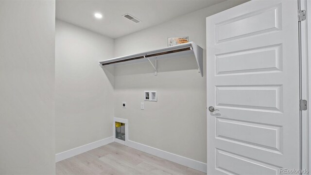 434 Clear Creek Dr, Grand Junction, CO 81504 - laundry area featuring washer hookup, electric dryer hookup, light wood-type flooring, and recessed lighting