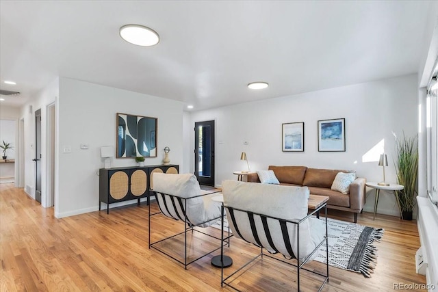 living room with light wood-type flooring