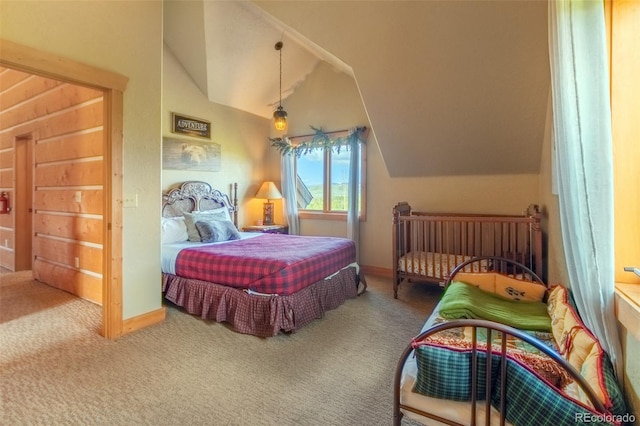 291 County Road 452, Grand Lake, CO 80447 - bedroom with lofted ceiling, carpet flooring, and baseboards