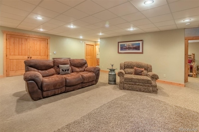 291 County Road 452, Grand Lake, CO 80447 - carpeted living room with recessed lighting, baseboards, and a drop ceiling