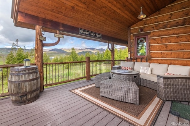 291 County Road 452, Grand Lake, CO 80447 - deck with a mountain view and an outdoor hangout area