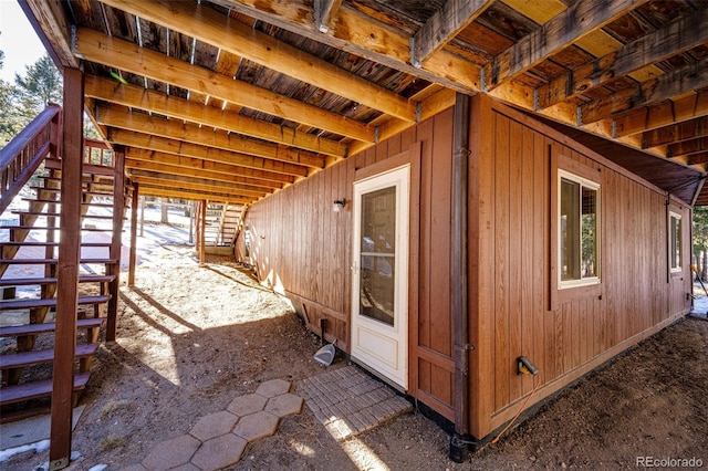 224 Yellow Pine Dr, Bailey, CO 80421 - view of side of property with stairs and an exterior structure