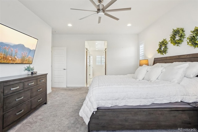 13960 Box Turtle Loop, Parker, CO 80134 - bedroom featuring light colored carpet, recessed lighting, connected bathroom, and baseboards