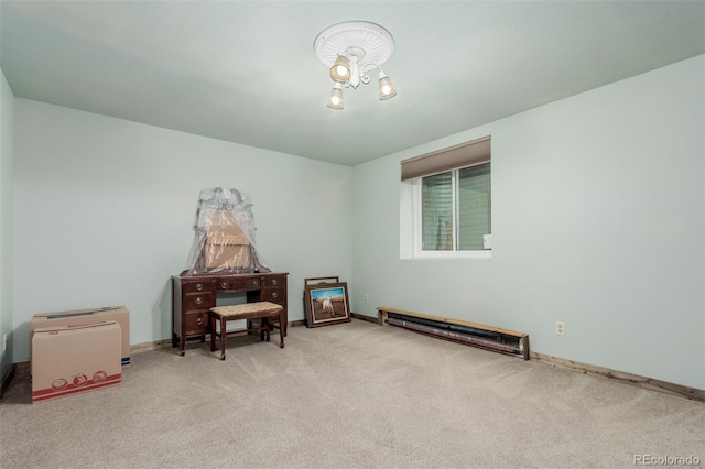 1341 Tomichi Dr, Franktown, CO 80116 - miscellaneous room with carpet flooring, baseboards, and a chandelier