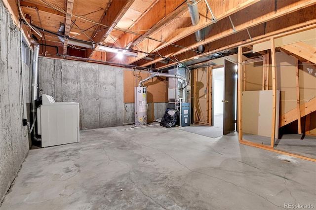 3061 W 92nd Ave Unit 8B, Westminster, CO 80031 - unfinished basement with washer / clothes dryer, heating unit, and water heater