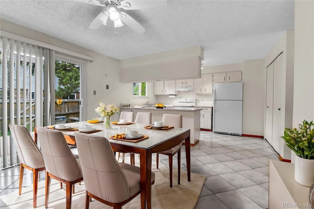 3061 W 92nd Ave Unit 8B, Westminster, CO 80031 - dining space with light tile patterned floors, baseboards, ceiling fan, and a textured ceiling